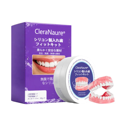 🎉🇯🇵 CleraNaure® シリコン製入れ歯フィットキット 🤩｜もう入れ歯のズレに悩まない！自宅で約3分、かんたんフィット調整｜お口の形に合わせて自分で調整｜4つの素材技術で快適な装着感をサポート ⭐