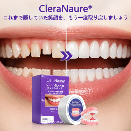 🎉🇯🇵 CleraNaure® シリコン製入れ歯フィットキット 🤩｜もう入れ歯のズレに悩まない！自宅で約3分、かんたんフィット調整｜お口の形に合わせて自分で調整｜4つの素材技術で快適な装着感をサポート ⭐
