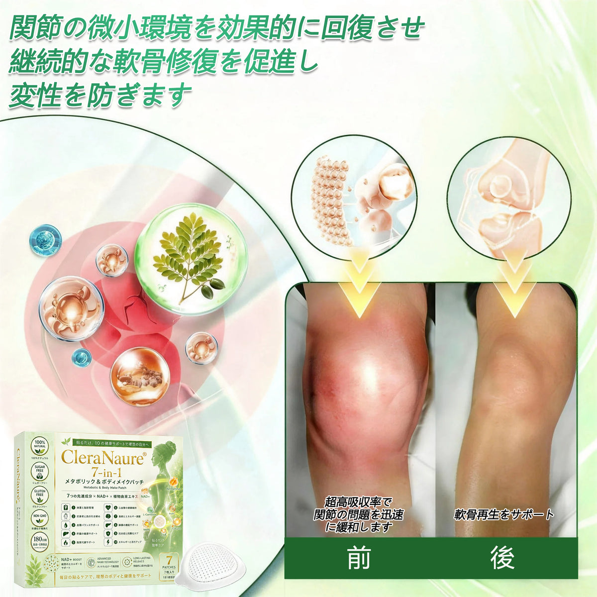 内臓脂肪対策サポート 👨‍⚕️👩‍⚕️CleraNaure® 7-in-1 メタボリック＆シェイプアップパッチ — 肥満、肌のたるみ、糖尿病、睡眠時無呼吸症候群、関節の悩み、その他健康上の懸念にアプローチ🛍️