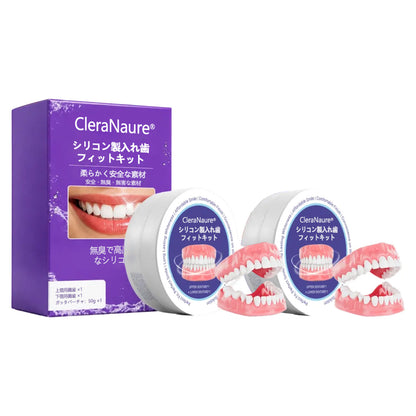 🎉🇯🇵 CleraNaure® シリコン製入れ歯フィットキット 🤩｜もう入れ歯のズレに悩まない！自宅で約3分、かんたんフィット調整｜お口の形に合わせて自分で調整｜4つの素材技術で快適な装着感をサポート ⭐